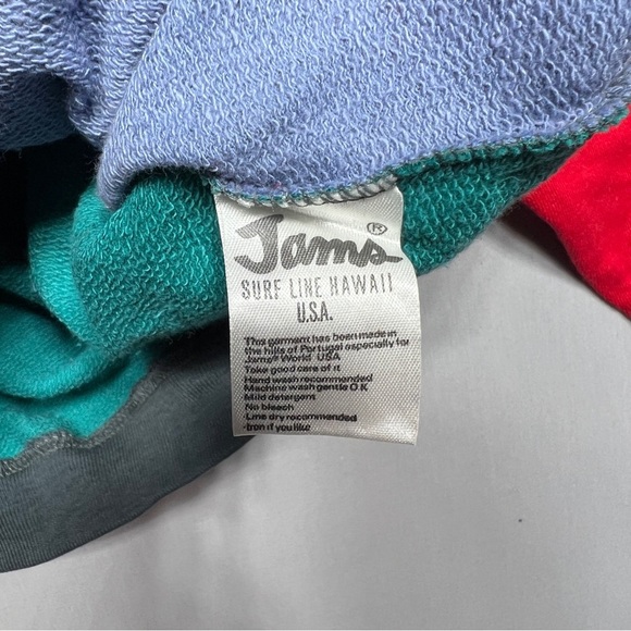 Vintage 80s Jams World Surf International Crewneck Sweater Color Block Large JV - Picture 5 of 11